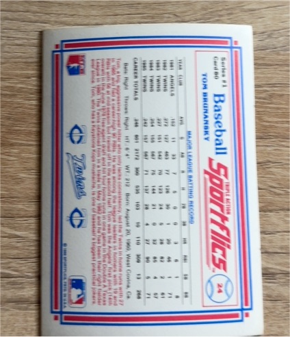 1986 Sportflics #80 Tom Brunansky - Minnesota Twins — front