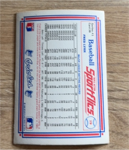 1986 Sportflics #19 Fred Lynn — front