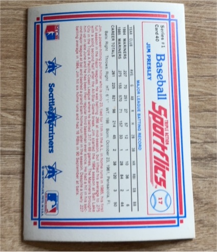 1986 Sportflics #17 Jim Presley — front