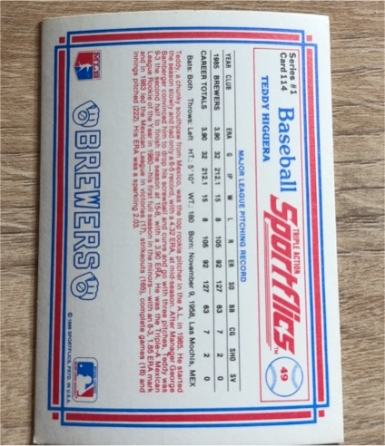 1986 Sportflics #49 Teddy Higuera — front