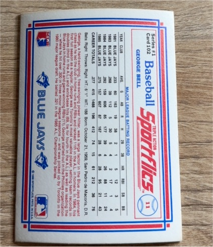 1986 Sportflics #102 George Bell — front