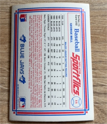 1986 Sportflics #102 George Bell — front