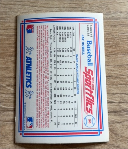 1986 Sportflics #192 Jay Howell — front