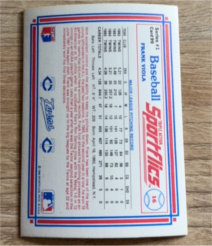 1986 Sportflics #16 Frank Viola — front