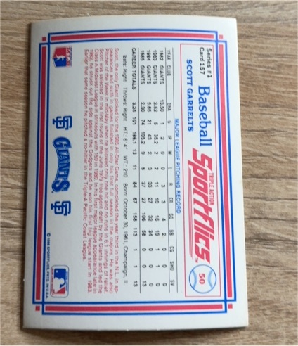 1986 Sportflics #57 Scott Garrelts — front