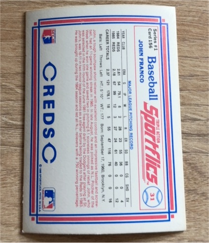 1986 Sportflics #156 John Franco — front