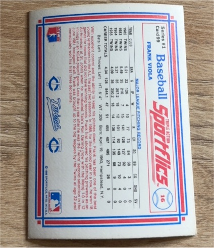 1986 Sportflics #99 Frank Viola — front