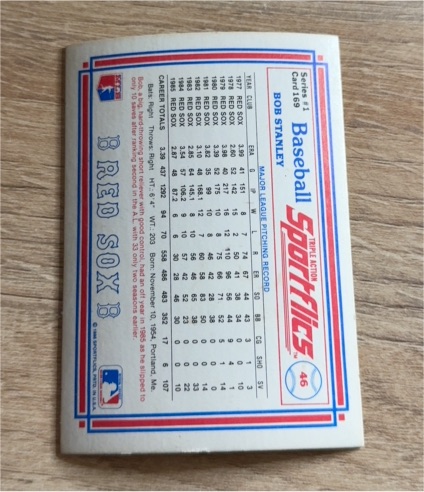 1986 Sportflics #169 Bob Stanley — front