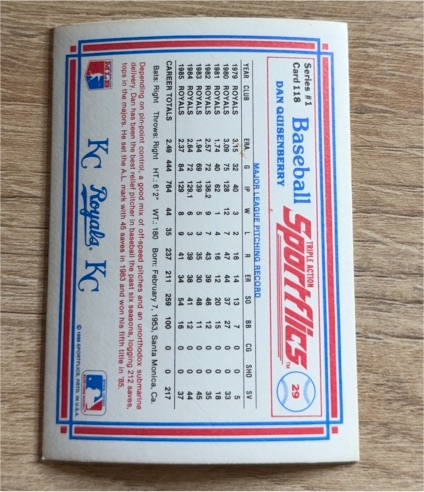 1986 Sportflics #29 Dan Quisenberry — front