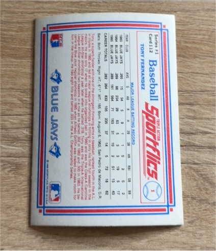 1986 Sportflics #112 Tony Fernandez — front