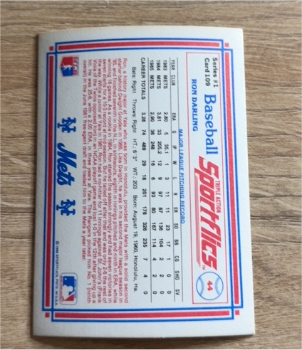 1986 Sportflics #161 Ron Darling — front