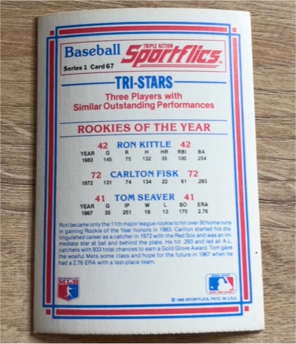 1986 Sportflics Series 1 #67 Tri-Stars Ron Kittle Carlton Fisk Tom Seaver — front