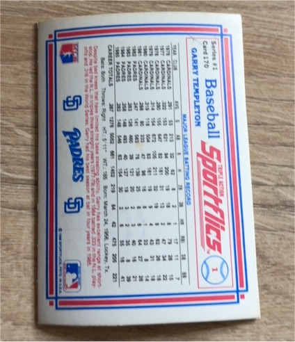 1986 Sportflics #170 Gary Templeton — front