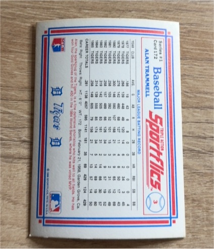 1986 Sportflics #3 Alan Trammell — front