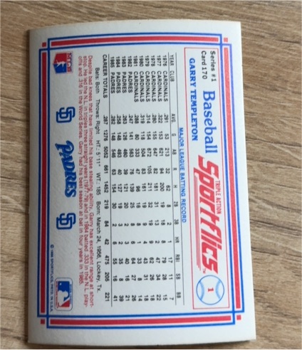 1986 Sportflics #1 Garry Templeton — front