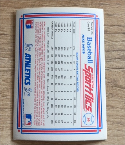 1986 Sportflics #16 Mike Davis — front