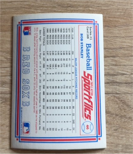 1986 Sportflics #46 Bob Stanley — front