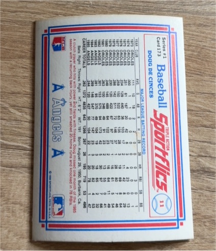 1986 Sportflics #11 Doug DeCinces — front