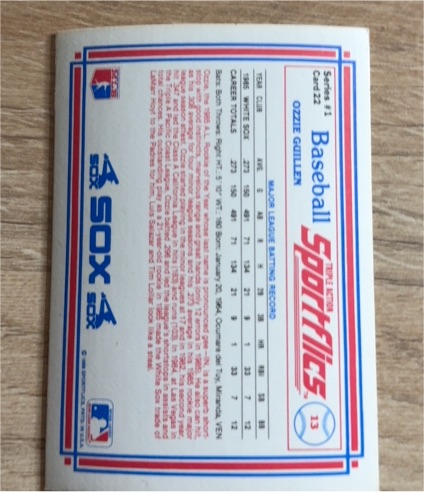 1986 Sportflics #23 Ozzie Guillen — front