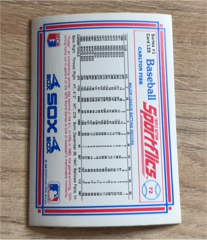 1986 Sportflics #125 Carlton Fisk — front
