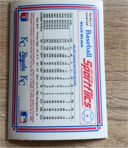 1986 Sportflics #24 Willie Wilson — front