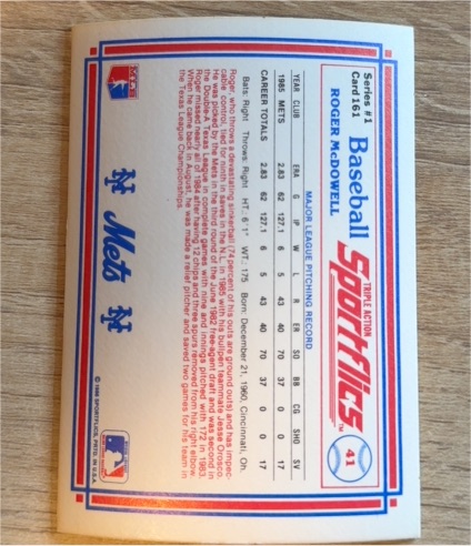 1986 Sportflics #161 Roger McDowell — front