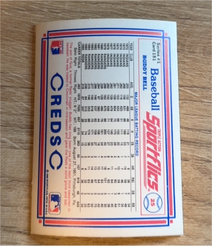 1986 Sportflics #151 Buddy Bell — front
