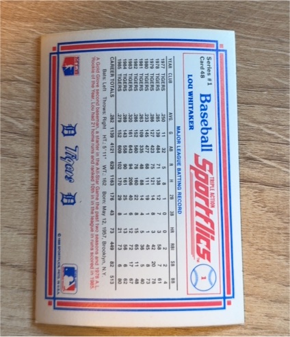 1986 Sportflics #48 Lou Whitaker — front