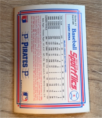 1986 Sportflics #6 Tony Pena — front