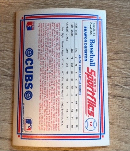 1986 Sportflics #155 Shawon Dunston — front