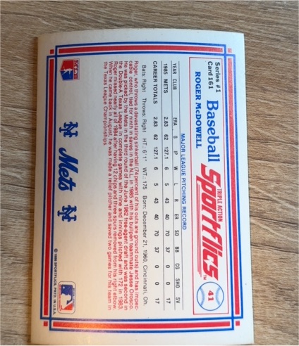 1986 Sportflics #161 Roger McDowell — front