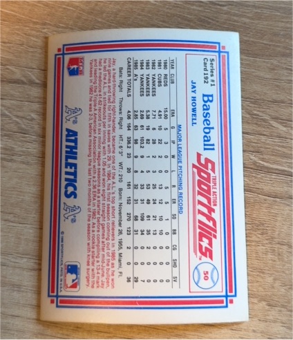 1986 Sportflics #192 Jay Howell — front