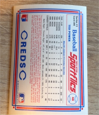 1986 Sportflics #48 Ted Power — front
