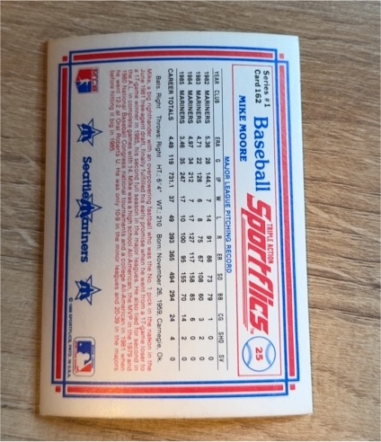 1986 Sportflics #162 Mike Moore — front