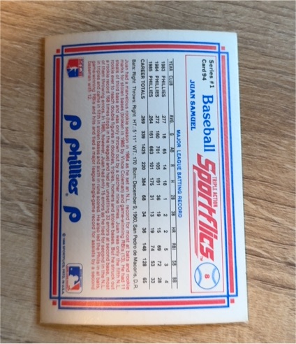 1986 Sportflics #64 Juan Samuel — front