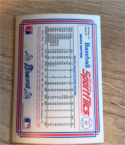 1986 Sportflics #40 Bruce Sutter — front