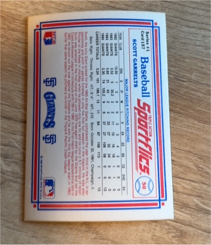 1986 Sportflics #50 Scott Garrelts — front