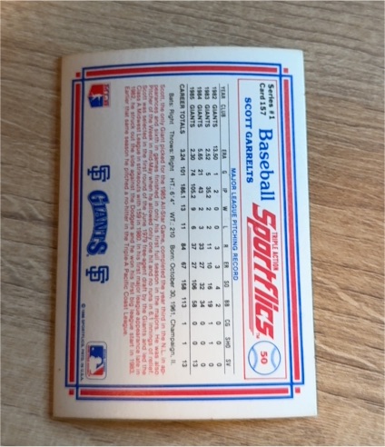 1986 Sportflics #157 Scott Garrelts — front