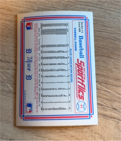 1986 Sportflics #41 Darrell Evans — front