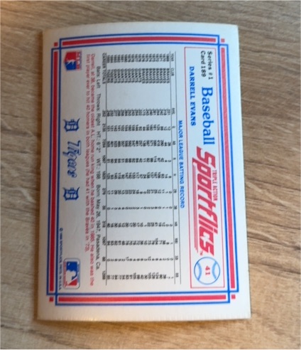 1986 Sportflics #98 Darrell Evans — front