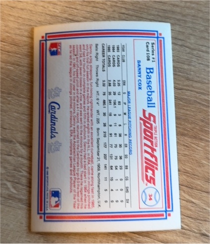 1986 Sportflics #161 Danny Cox — front