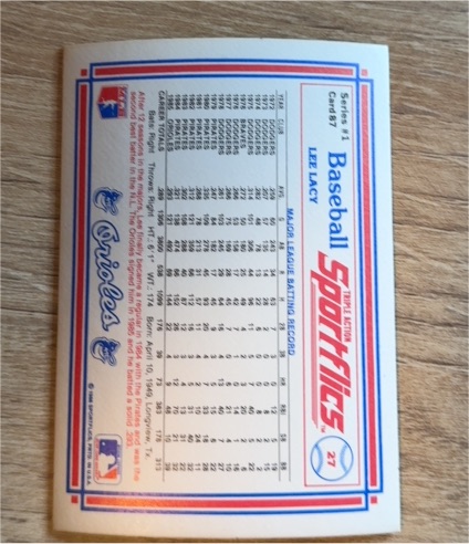 1986 Sportflics #27 Lee Lacy — front