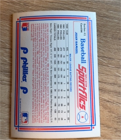 1986 Sportflics #4 Juan Samuel — front