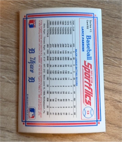 1986 Sportflics #13 Lance Parrish — front