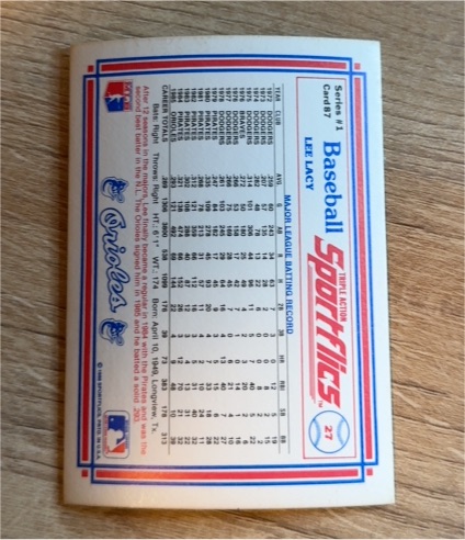 1986 Sportflics #27 Lee Lacy — front