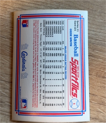 1986 Sportflics #21 Ozzie Smith — front
