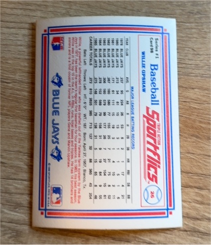 1986 Sportflics #26 Willie Upshaw — front