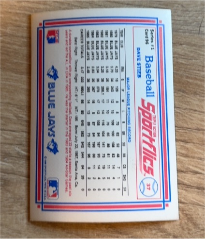 1986 Sportflics #37 Dave Stieb — front