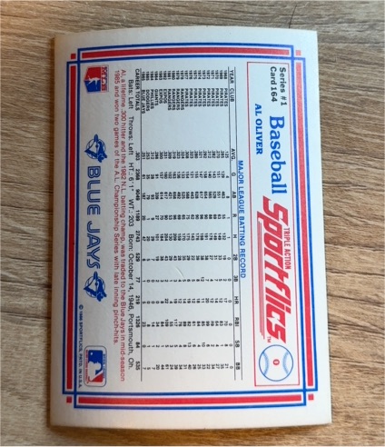 1986 Sportflics #164 Al Oliver — front