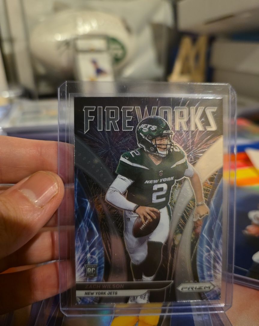 2021 Panini Prizm #F-22 Zach Wilson Fireworks Rookie Card — front
